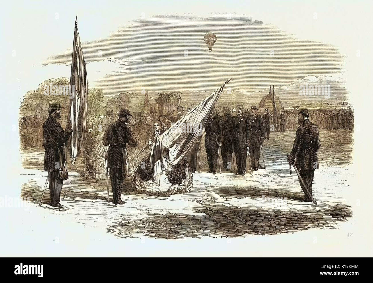 The Volunteer Movement: Presentation of Colours to the 39th Middlesex (Finsbury) Volunteers at the Crystal Palace on Whit Monday 1861 Stock Photo