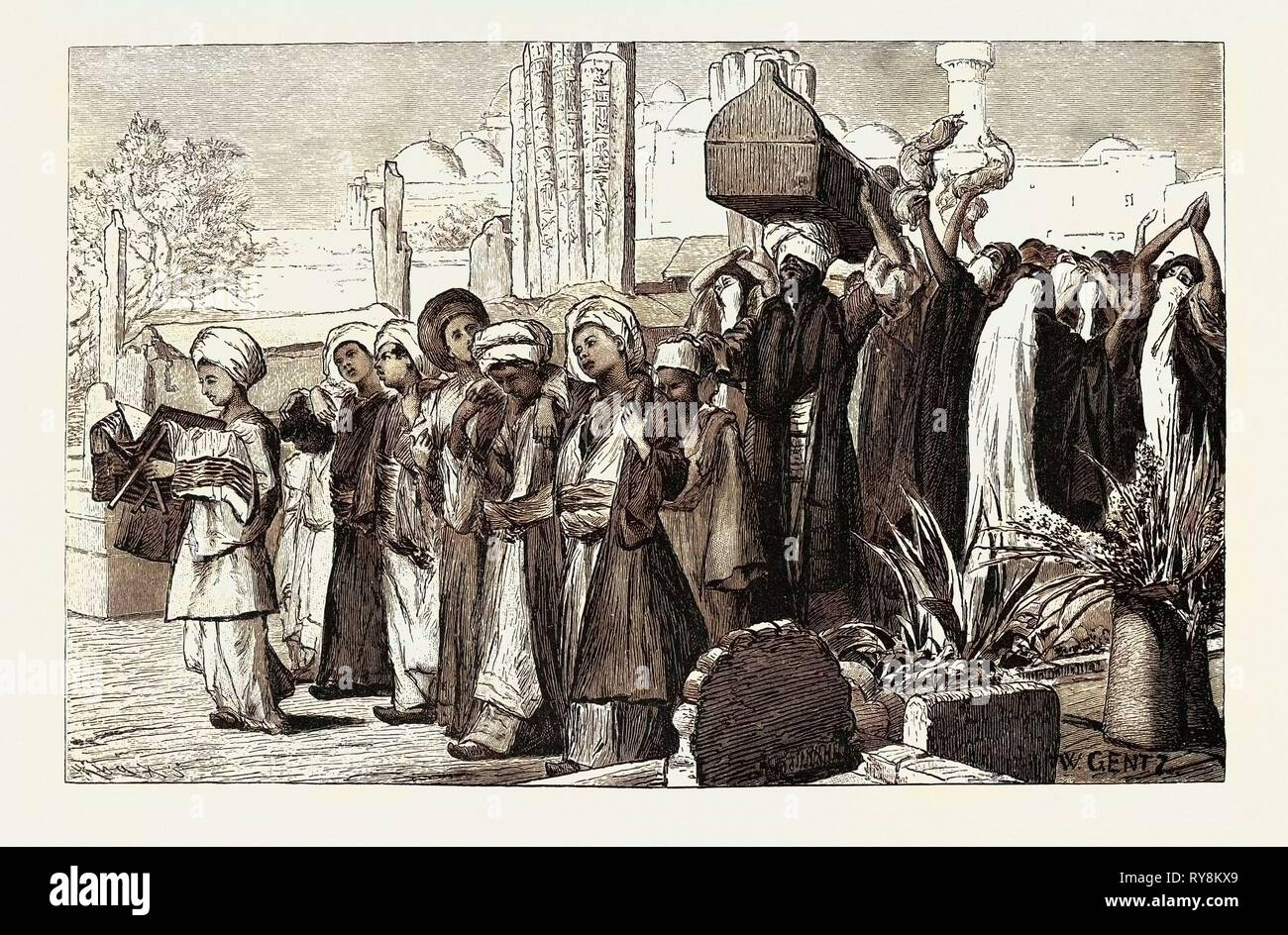FUNERAL PROCESSION. Egypt, engraving 1879 Stock Photo Alamy
