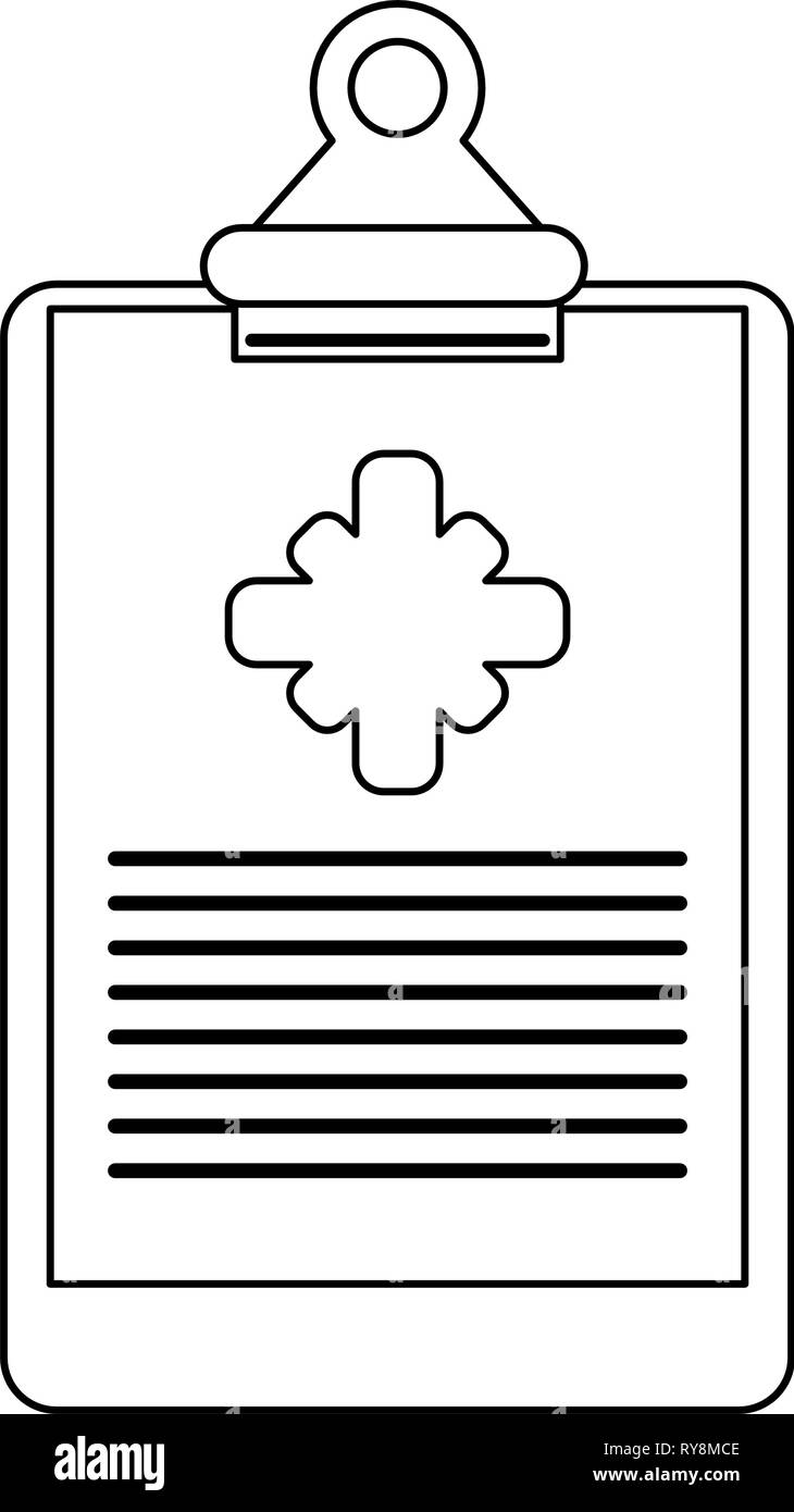 Medical document clipboard in black and white Stock Vector Image & Art ...