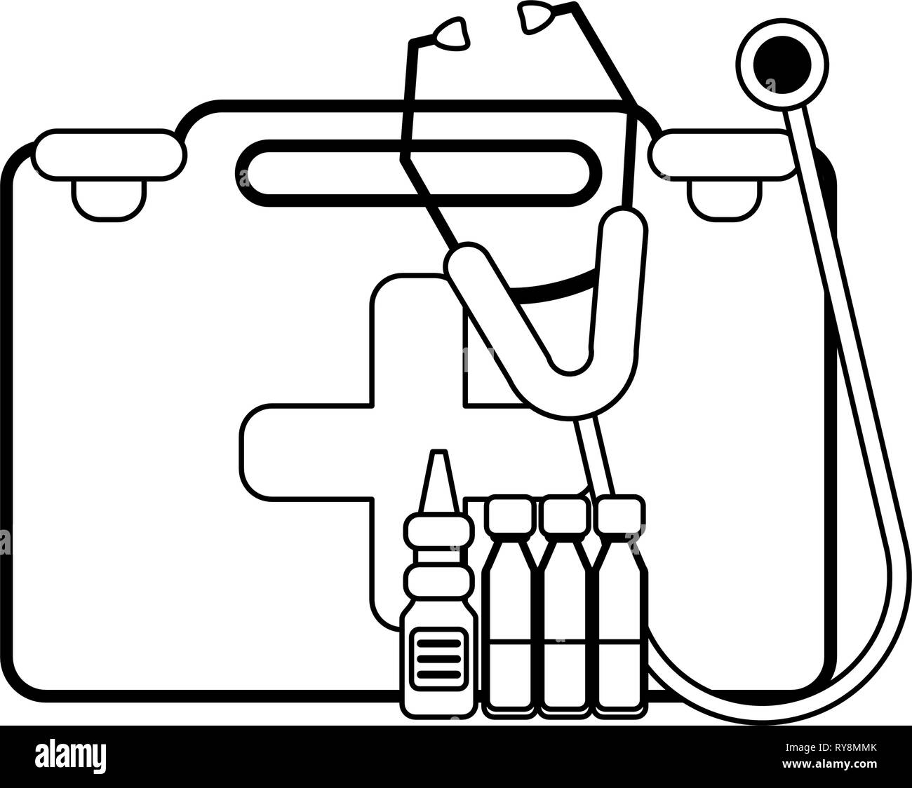 Medical healthcare supplies in black and white Stock Vector Image & Art ...