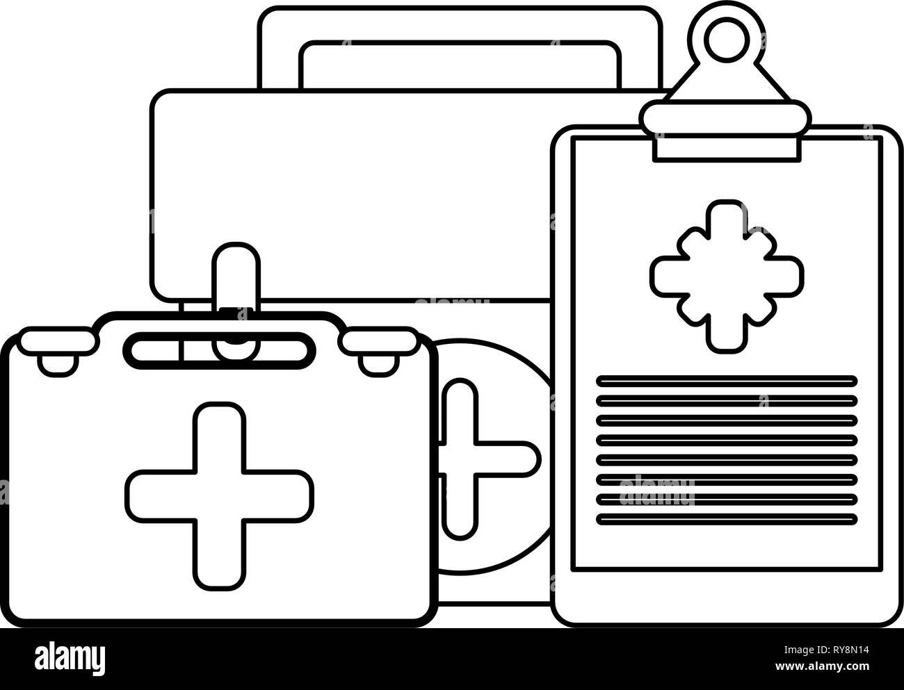 Medical healthcare supplies in black and white Stock Vector Image & Art ...