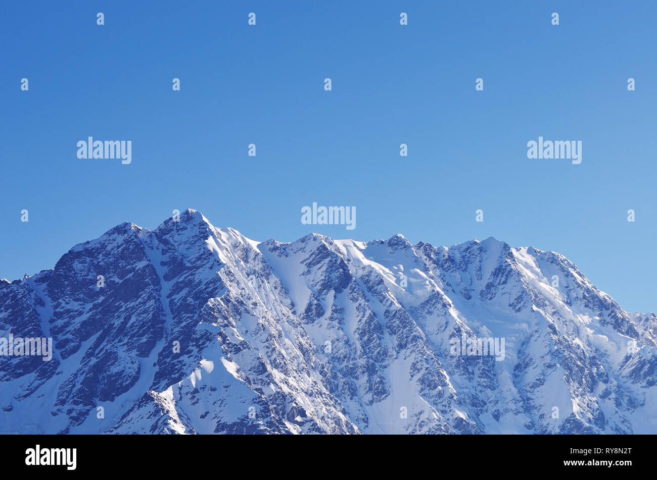Snowy mountain peak Shkhara. Georgia, Main Caucasian Ridge Stock Photo