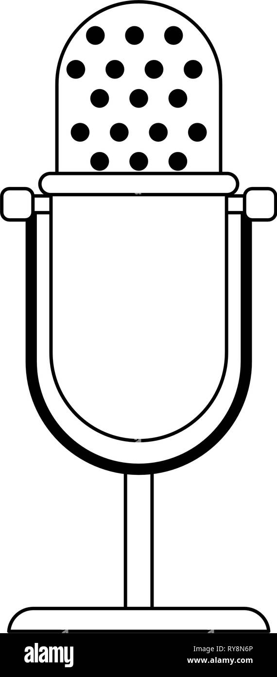 vintage microphone device symbol in black and white Stock Vector Image ...