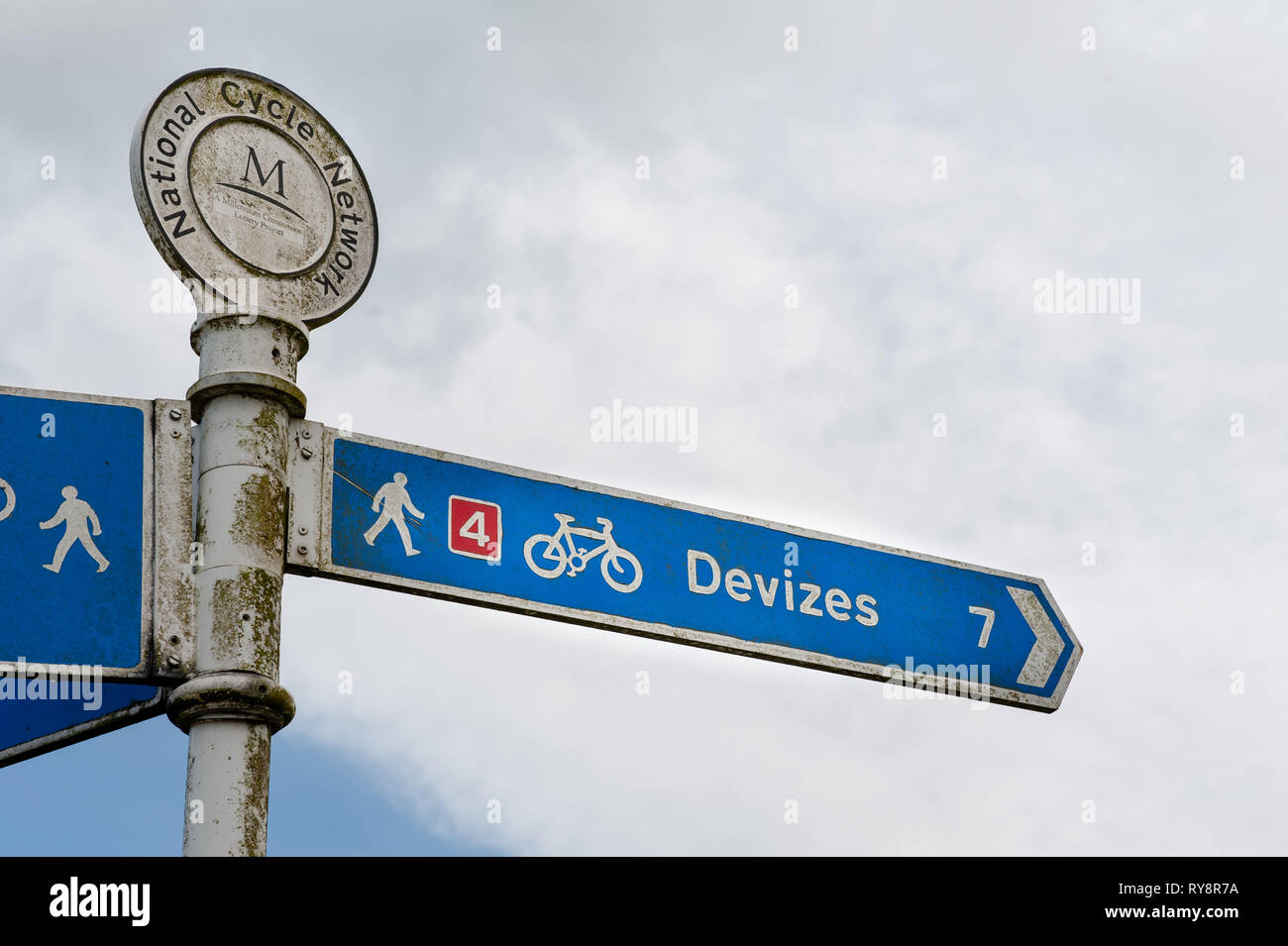 National Cycle Network sign at Semington, Wiltshire, UK. Stock Photo