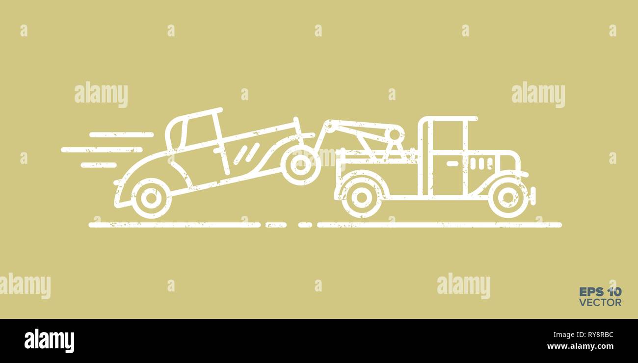 Fast tow truck with car on hook cartoon icon vector illustration Stock Vector