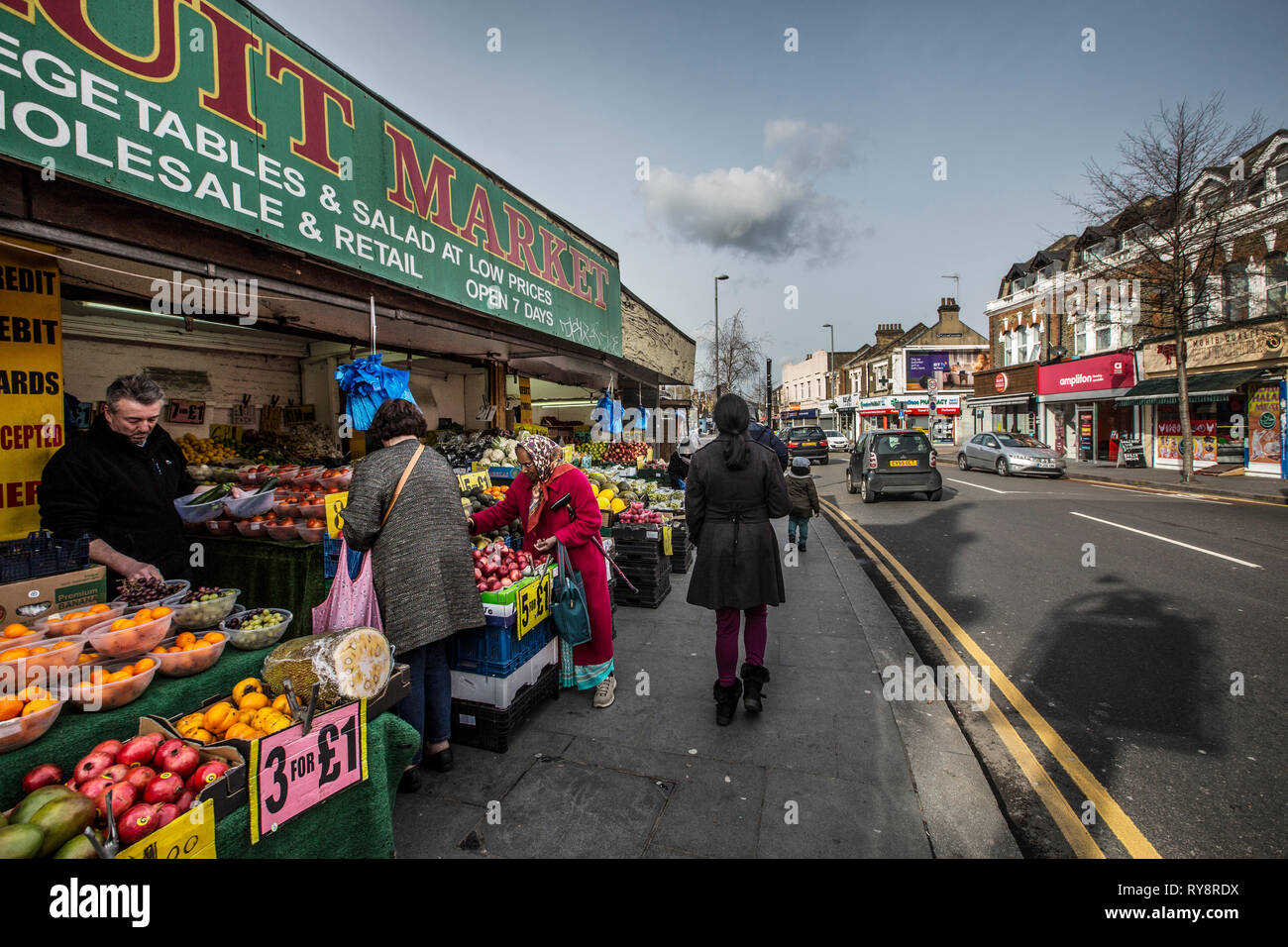 Capital fruit market, Wathamstow, East London, England, United Kingdom Stock Photo