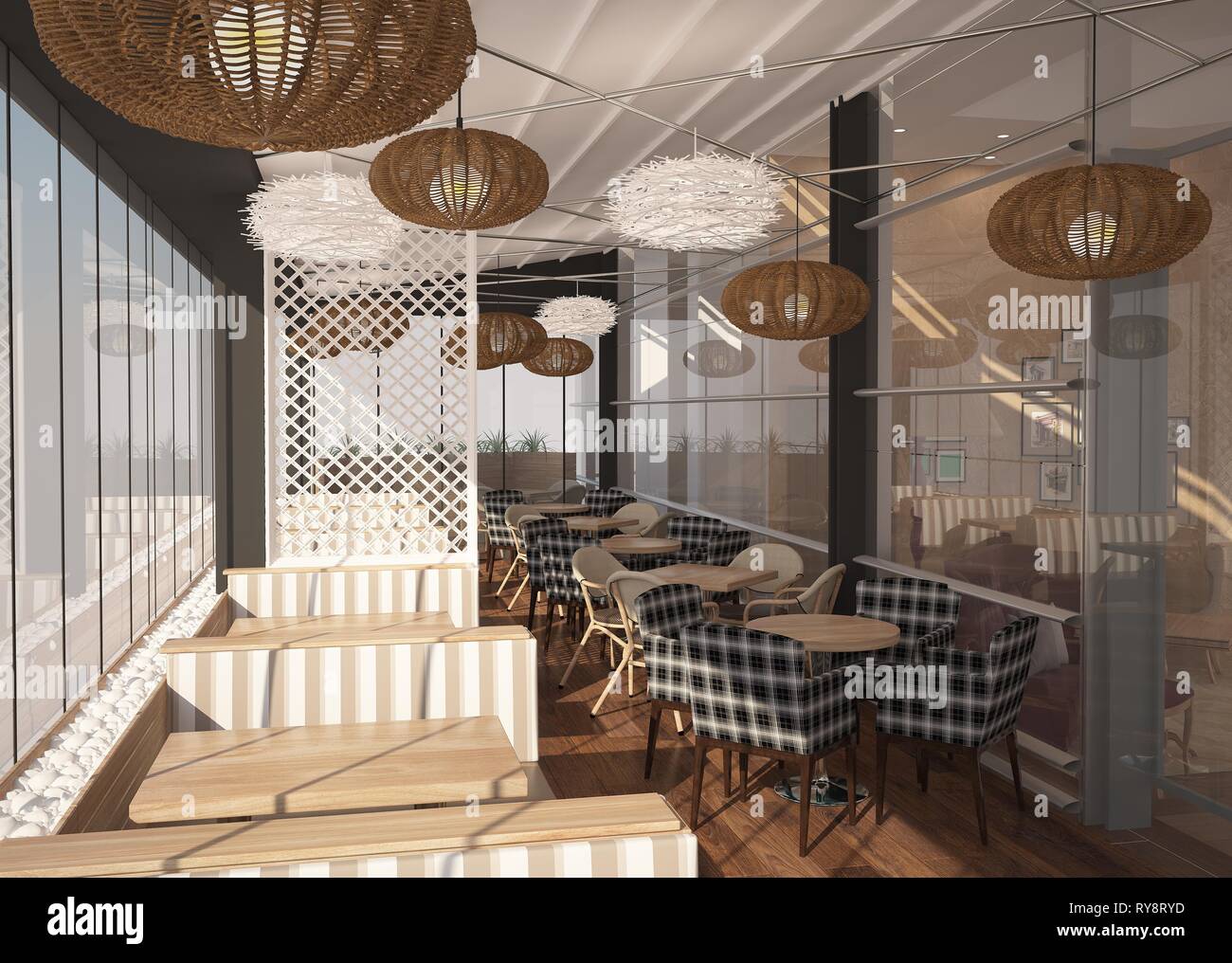 3drendering of a fast food / restaurant Stock Photo - Alamy