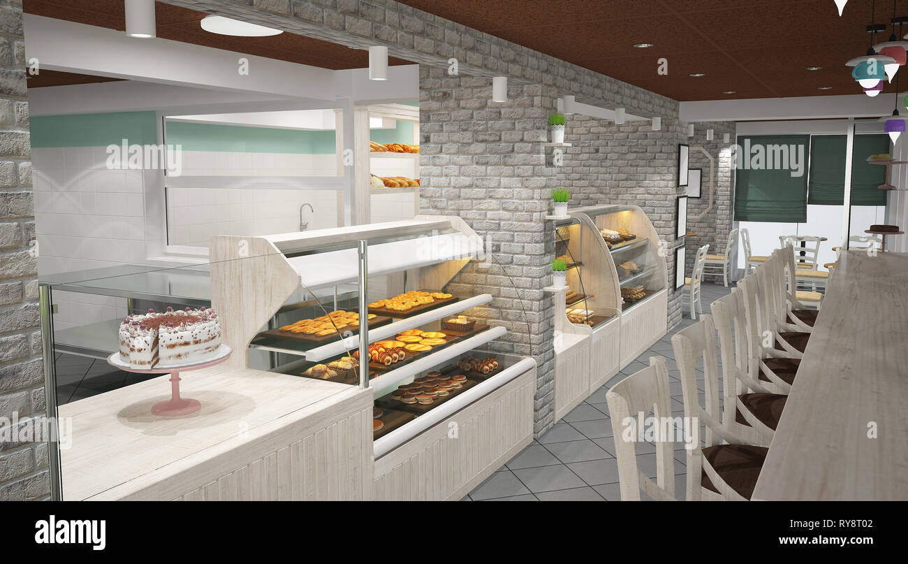 3drendering of a fast food / restaurant Stock Photo - Alamy