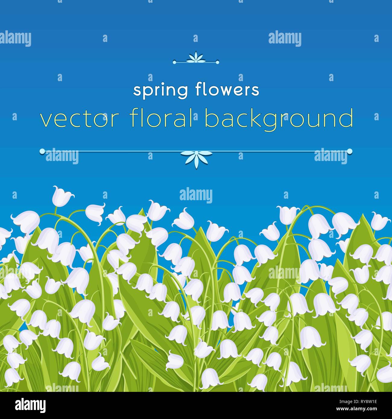 Seamless border with spring flowers lily of the valley, floral banner ...