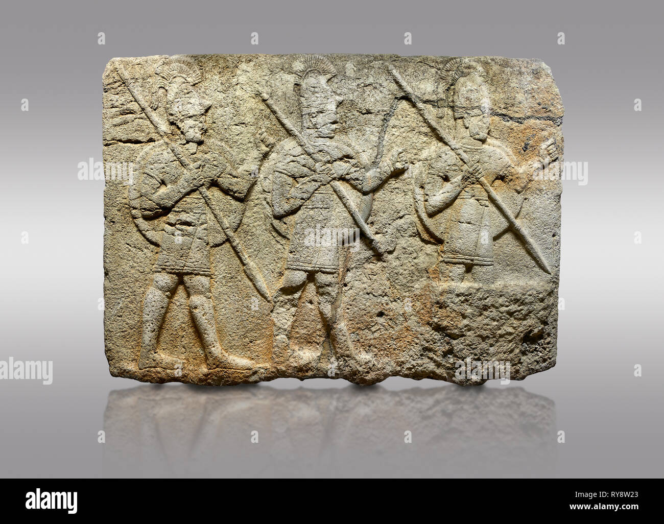Picture & image of Hittite monumental relief sculpted orthostat stone panel from the Herald's Wall. Basalt, Karkamıs, (Kargamıs), Carchemish (Karkemis Stock Photo