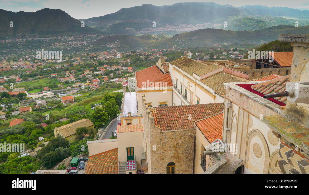View of the roofs of the houses in Palermo Sicily Italy from the view of the big building in the