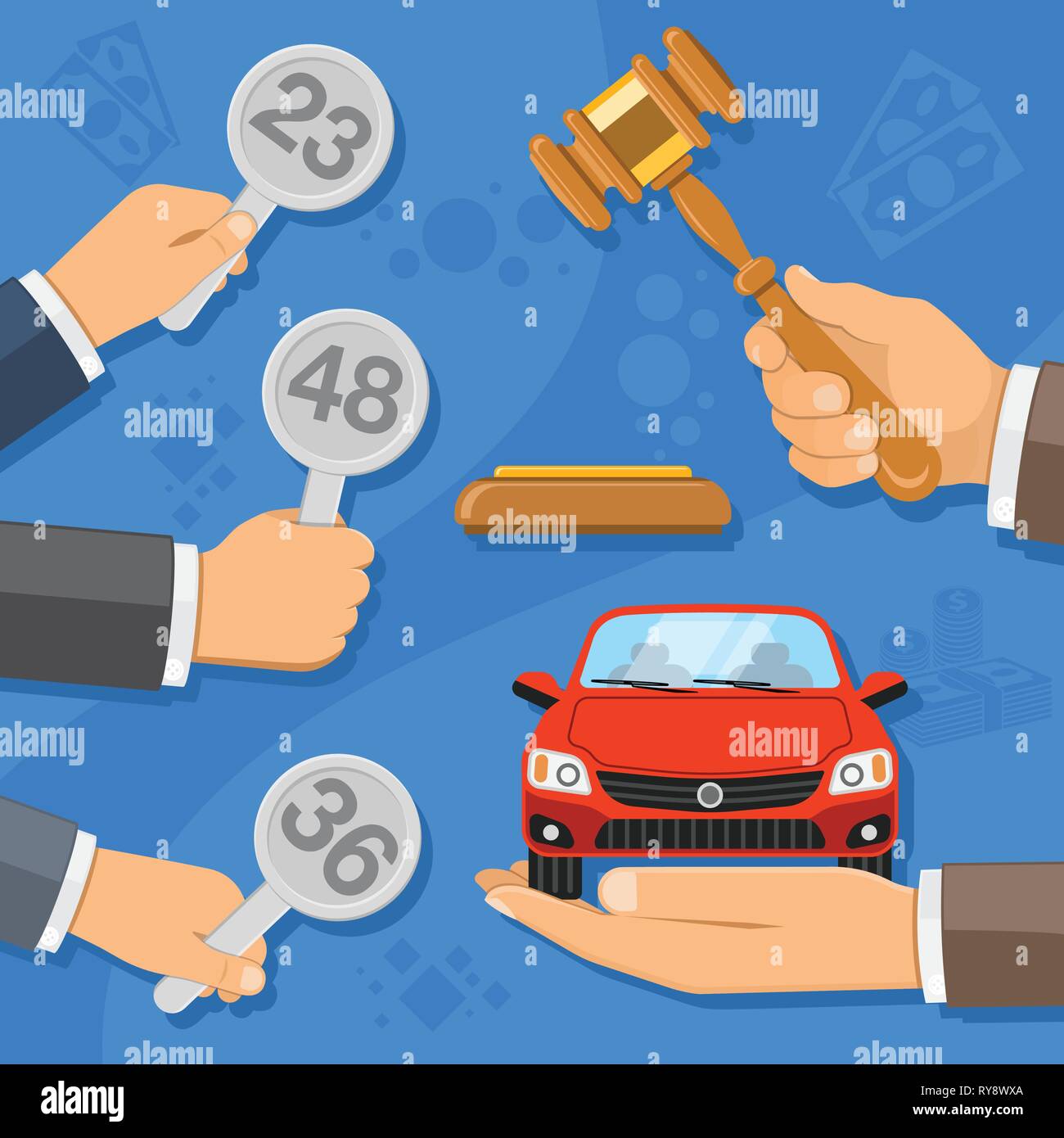 Sale at Auction Car Stock Vector