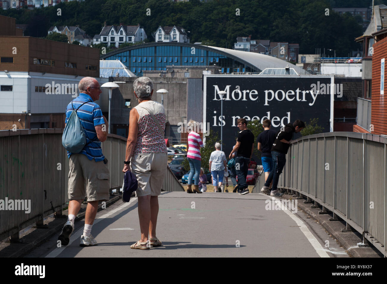 Poetry Sign at the birthplace of poet Dylan Thomas in Swansea. .located ...