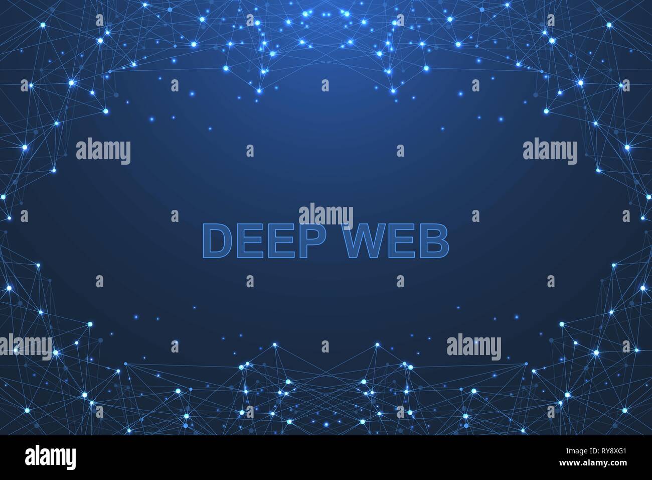 Futuristic abstract vector background blockchain technology. Deep web. Peer to peer network business concept. Global cryptocurrency blockchain vector Stock Vector
