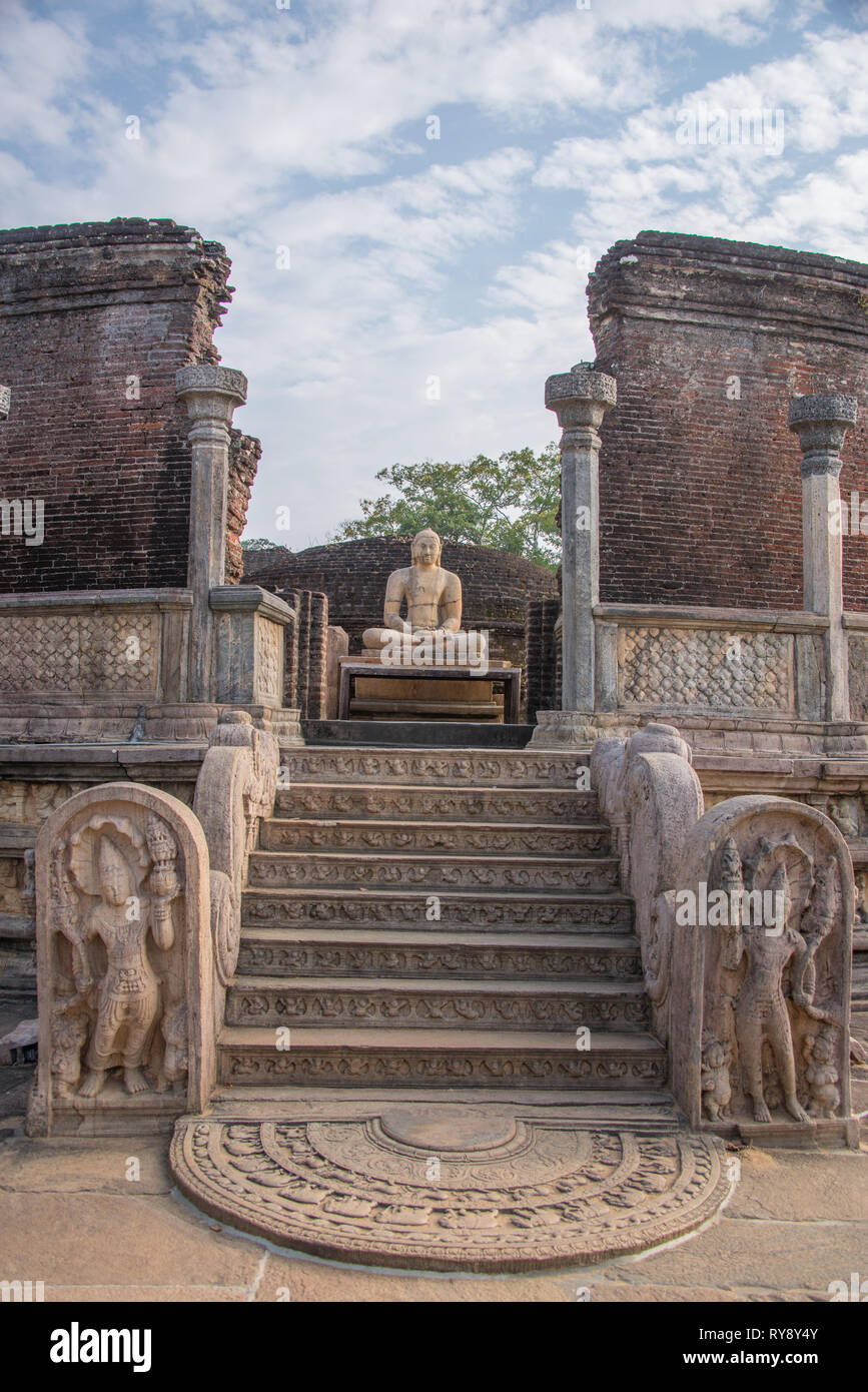 Asia, Sri Lanka, Polonnaruwa, Vatadage, Circular Relic House Stock Photo