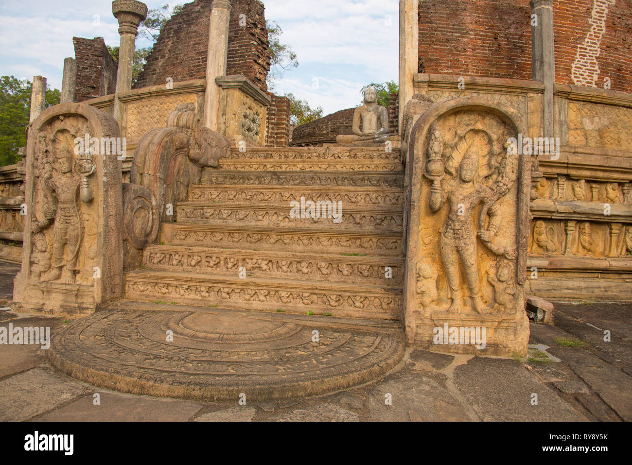 Asia, Sri Lanka, Polonnaruwa, Vatadage, Circular Relic House Stock Photo