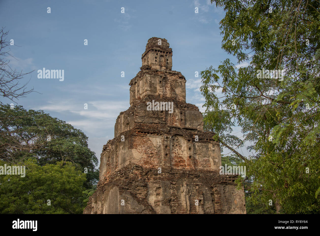 Asia, Sri Lanka, Polonnaruwa, Satmahal Prasada, Seven Storey Temple Stock Photo