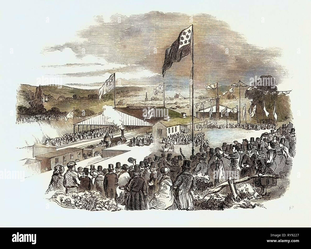 Opening of the South Wales Railway, the Carmarthen Station, 1852 Stock Photo