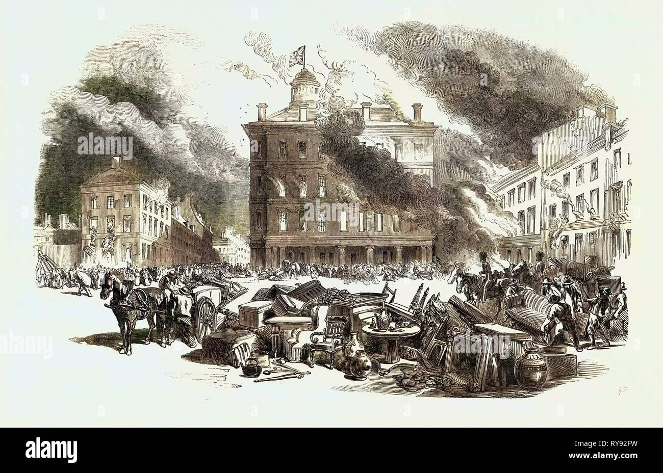 Great Fire at Montreal Dalhousie Square, Hay's House, 1852 Stock Photo Alamy