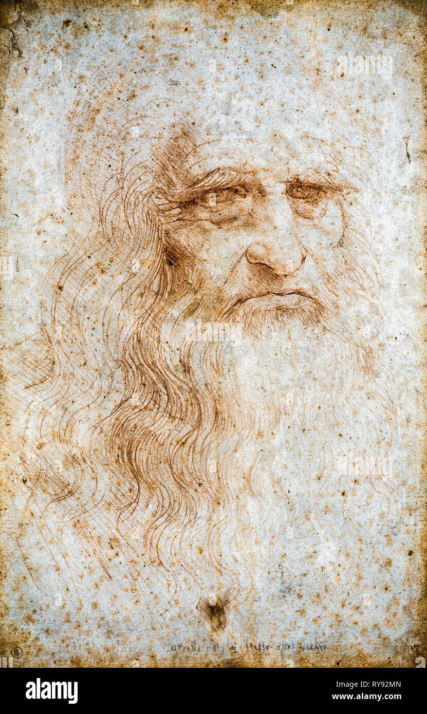 Leonardo da Vinci Self Portrait, Man in Red Chalk, circa 1512 Stock Photo - Alamy