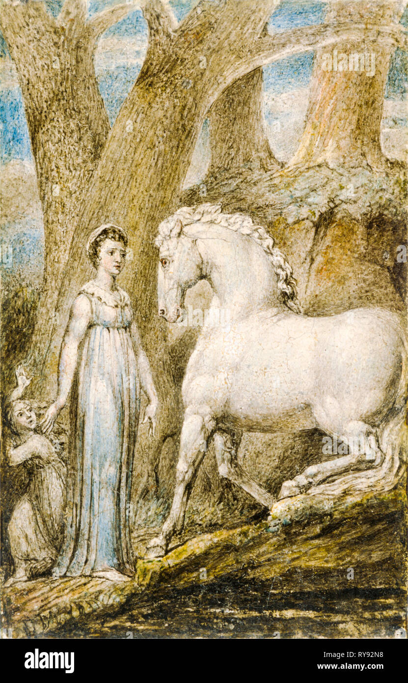 The Horse, by William Blake, tempera with pen and black ink on a copper engraving plate, circa 1805 Stock Photo