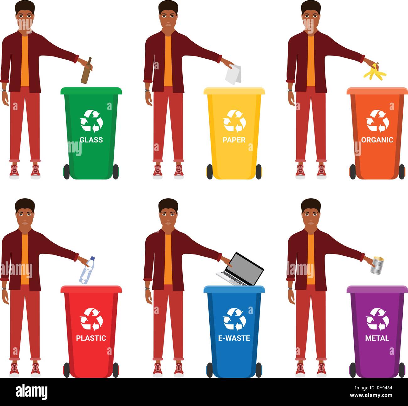 Garbage can, waste bin, trash container, dumpster infographic. Keep