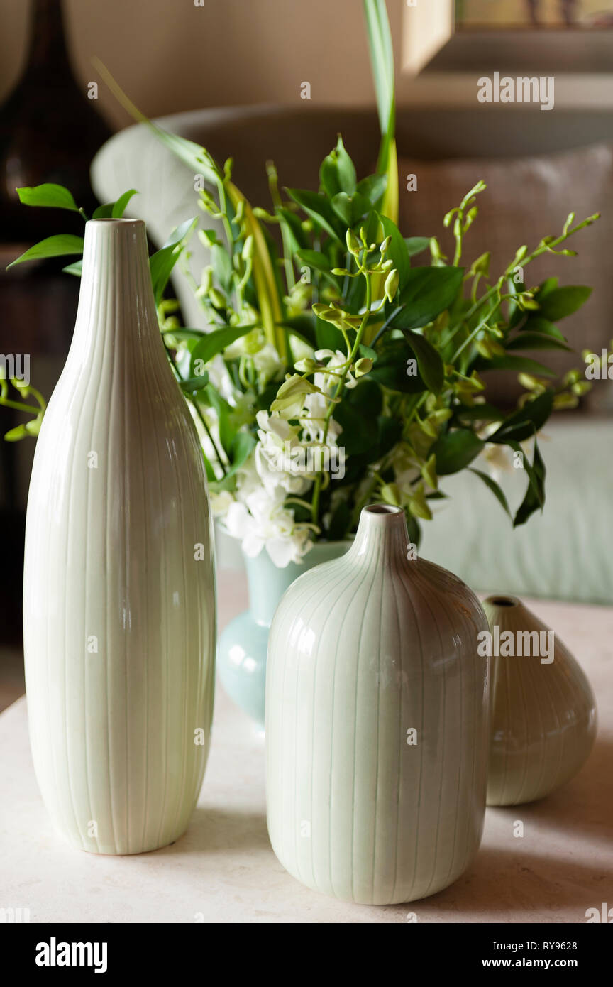 'Vases with flowers in Tamarind Cove, Antigua' Stock Photo