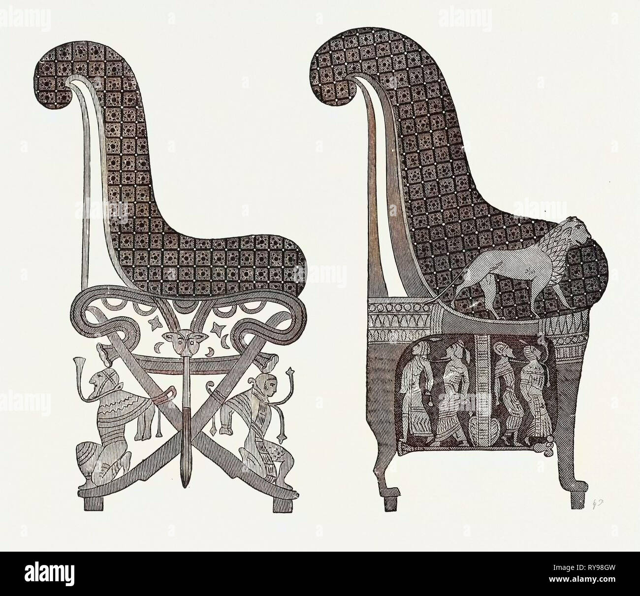 Arm chairs represented in tomb rameses hires stock photography and