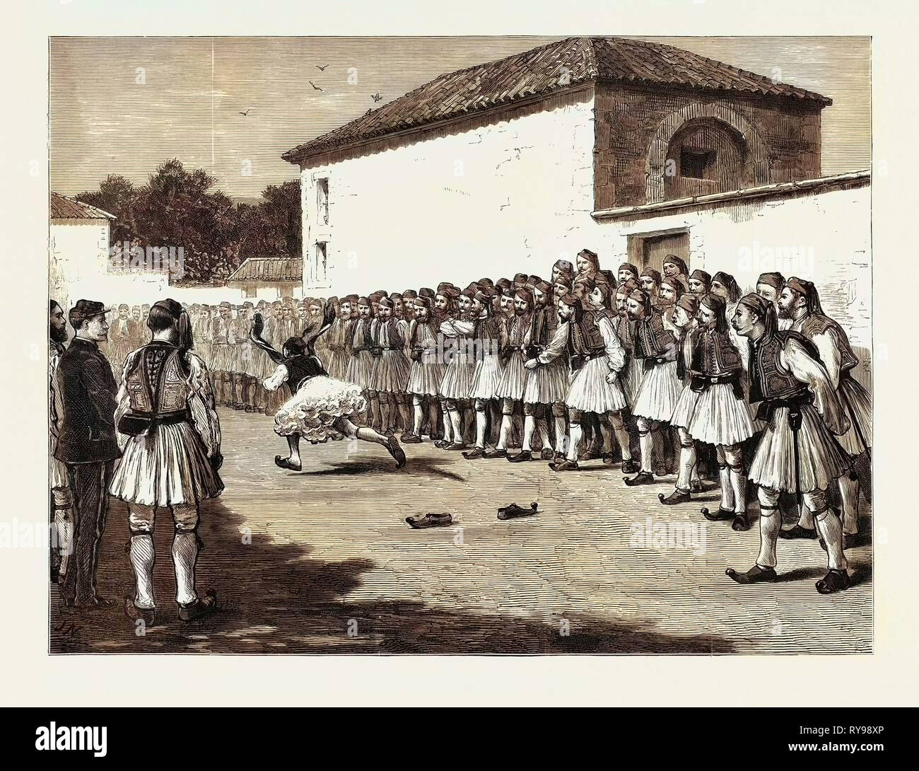 Our Artist with the Greeks: Sports in the Barracks, Athens, Greece Stock Photo