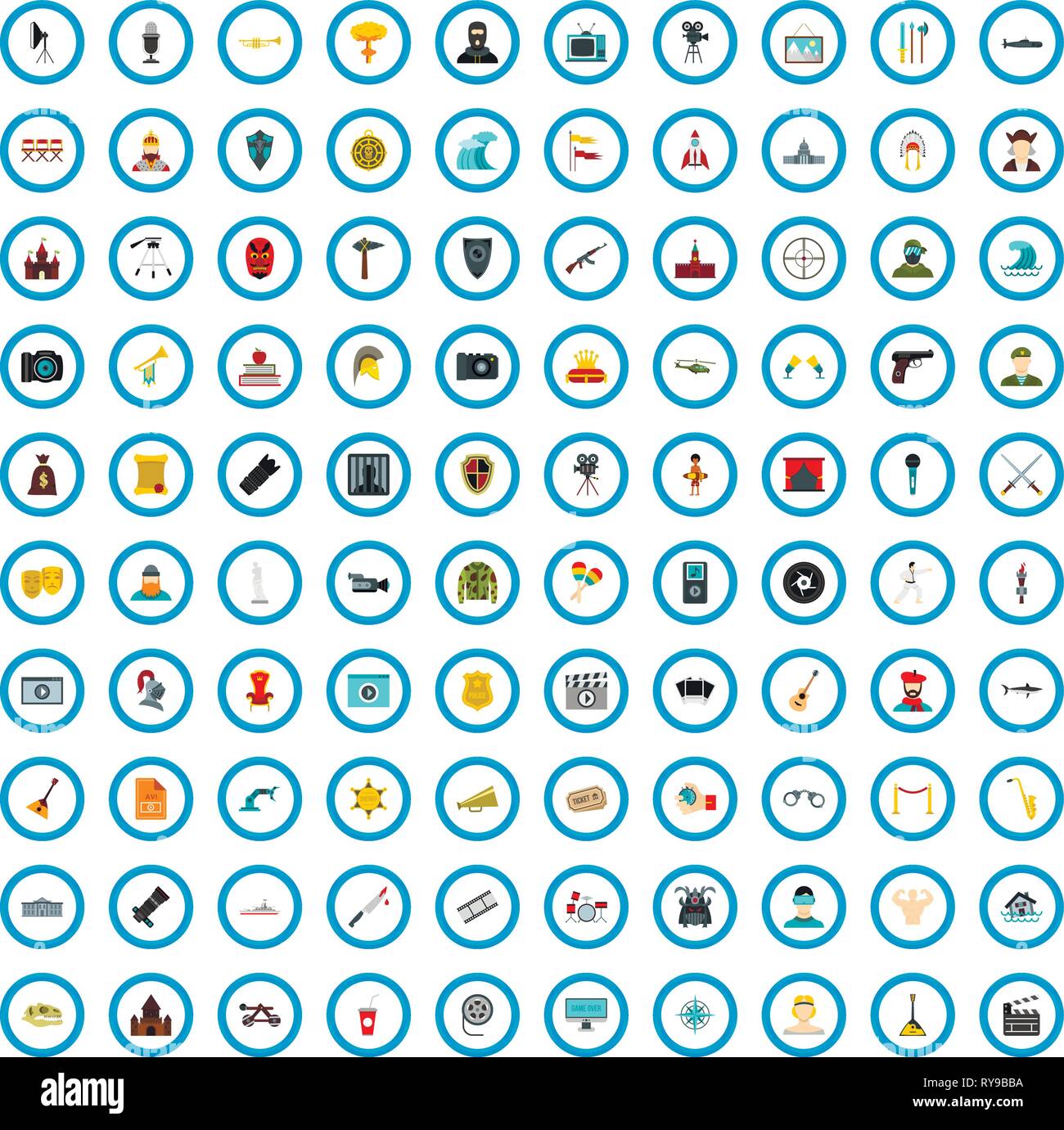 100 film site icons set, flat style Stock Vector Image & Art - Alamy