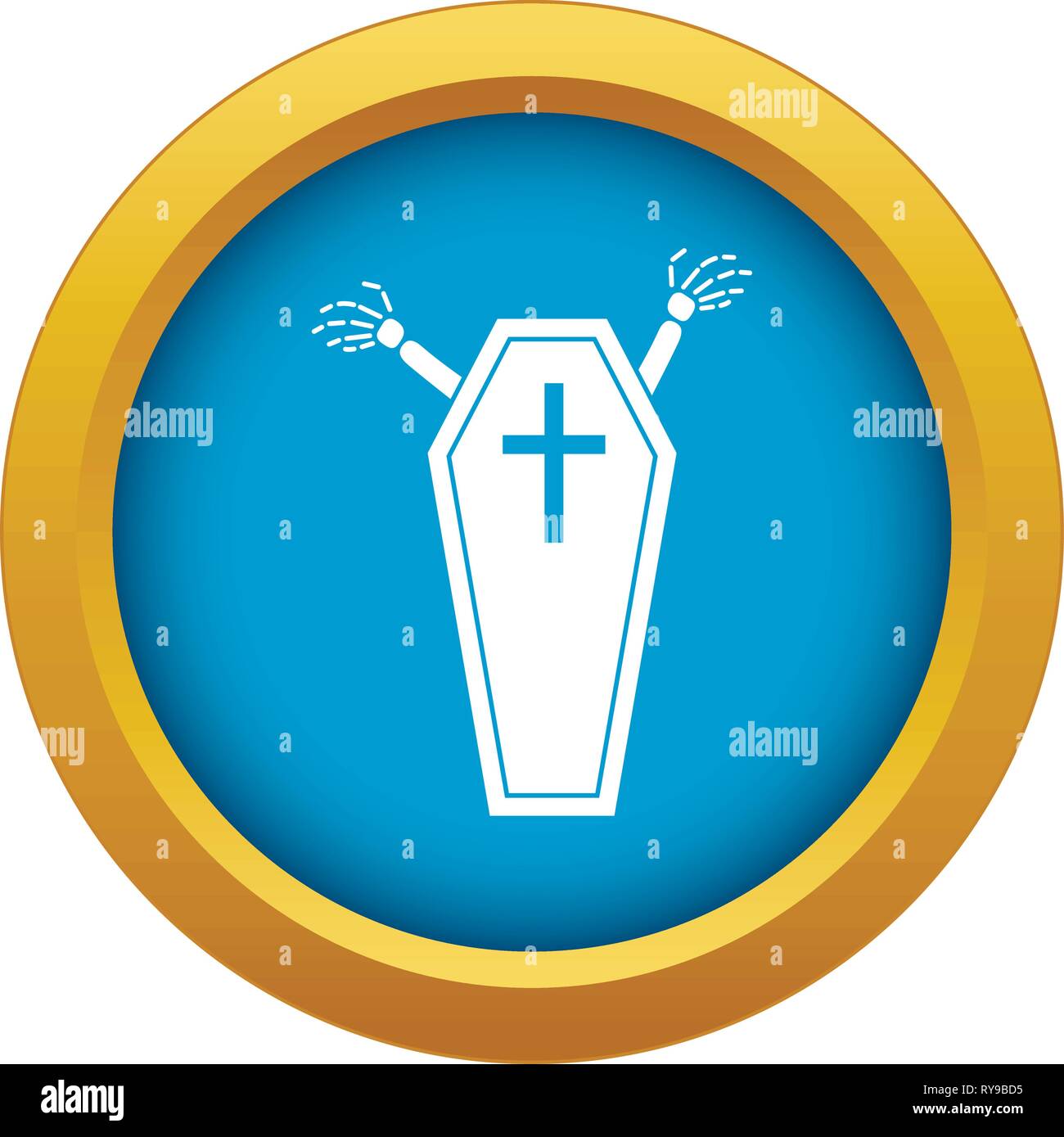 Halloween coffin icon blue vector isolated Stock Vector