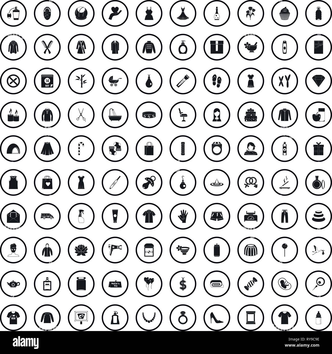 100 woman icons set, simple style Stock Vector Image & Art - Alamy