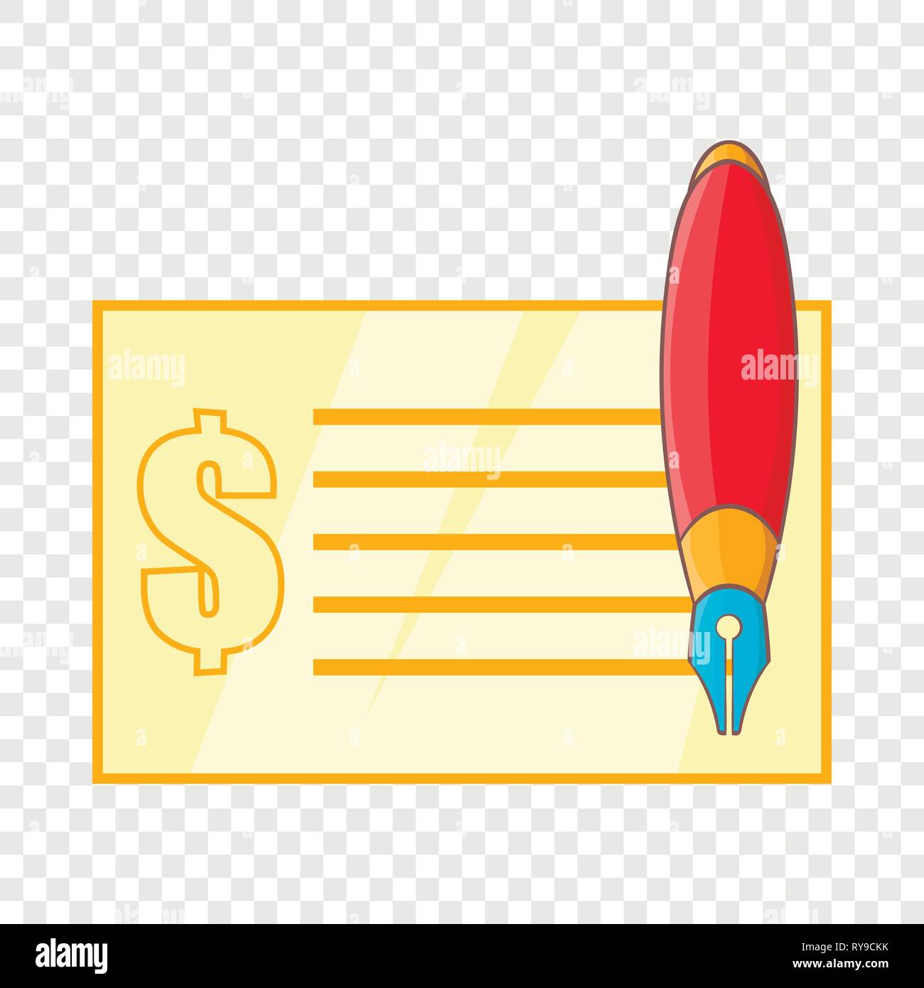 Check and pen icon in cartoon style Stock Vector Image & Art Alamy