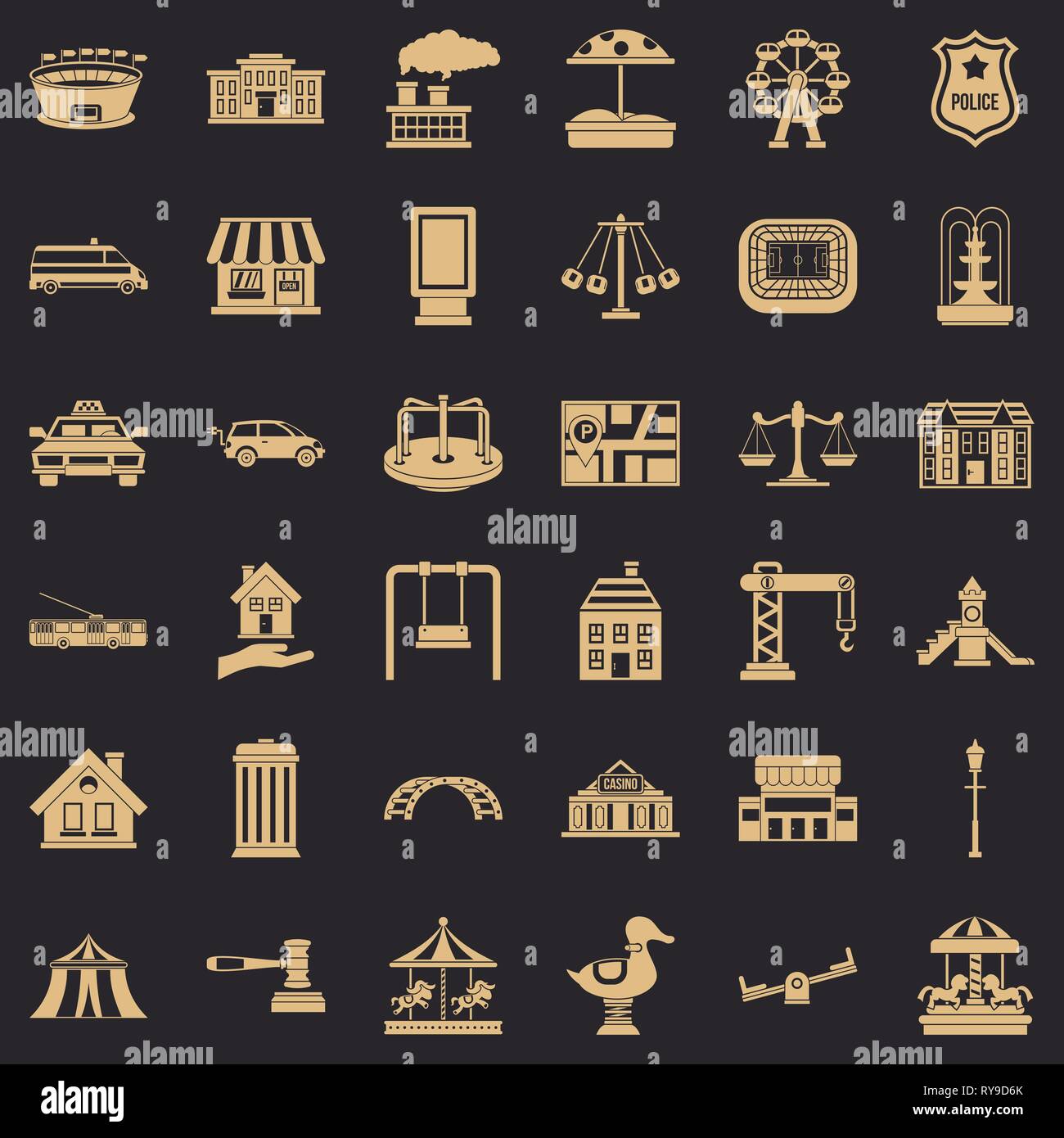 City element icons set, simple style Stock Vector Image & Art - Alamy