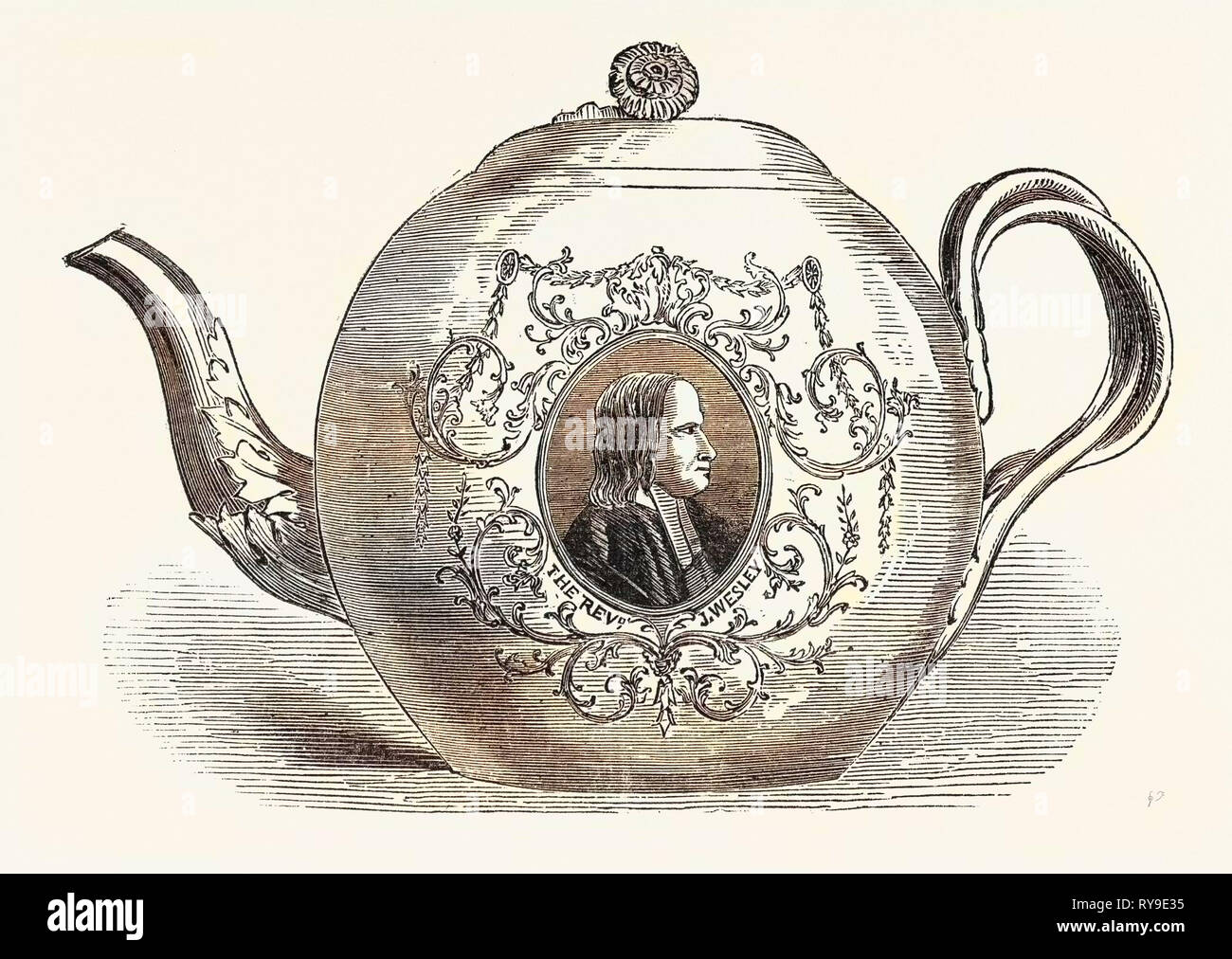 Teapot Presented to the Rev. John Wesley, Born June 17, 1703. An Anglican Cleric and Christian Theologian Stock Photo