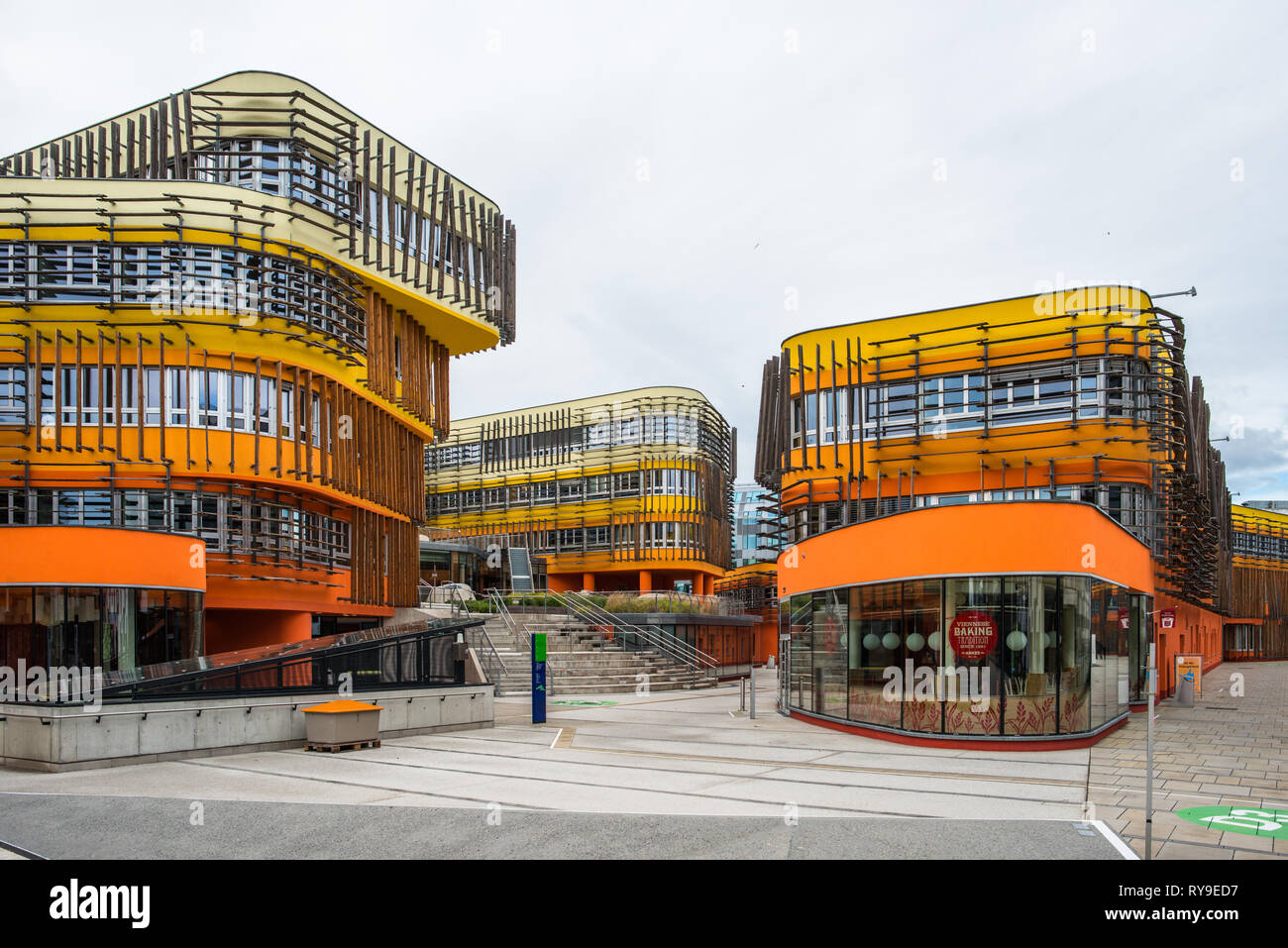 The D3 and AD Administration complex at the Vienna University of Economics and Business. Vienna, Austria Stock Photo