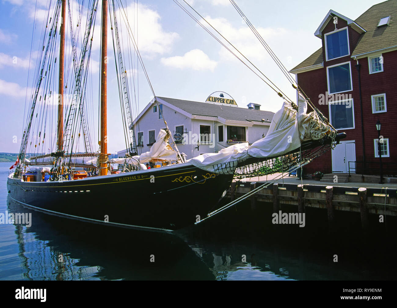 The original Bluenose II at Historic Properties Halifax Nova Scotia in 1985 Stock Photo