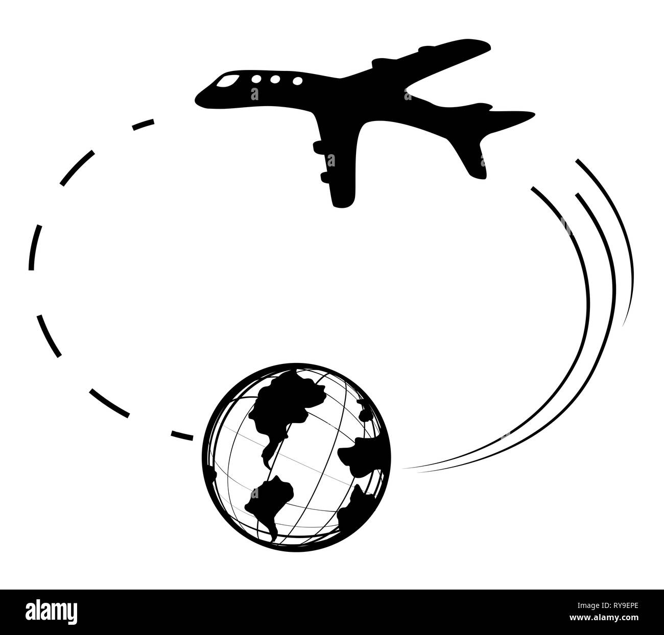 Air Travel Around World Destinations Route Symbol Stencil