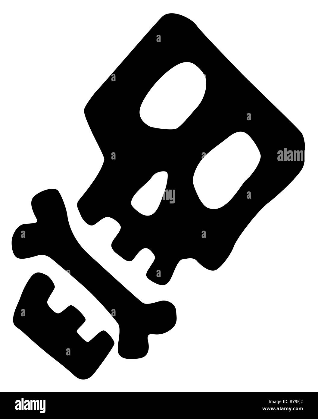 Bone square skull stencil black, vector illustration, horizontal, isolated Stock Vector