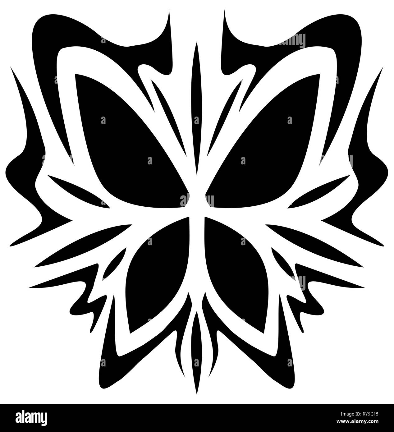 Butterfly wings spread tribal design stencil black, vector illustration, vertical, isolated Stock Vector