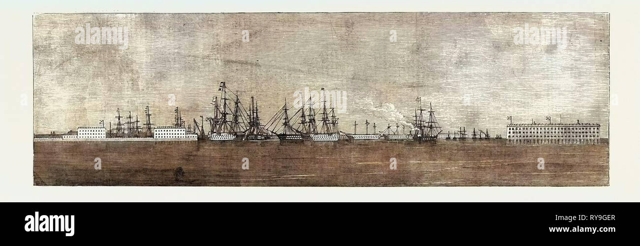 The Russian Navy at Cronstadt, Sketched from the Paddle Box of H.M.S. 'Merlin Stock Photo