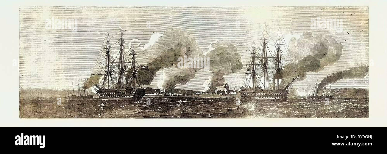 H.M.S. 'Exmouth' and 'Blenheim' Covering Gun Boats During an Attack on the  Forts at the Mouth of the Narva Stock Photo - Alamy