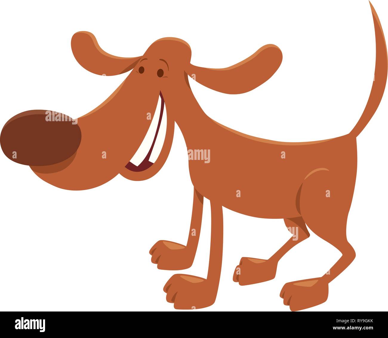 Cartoon Illustration of Happy Brown Dog Domestic Animal Character Stock ...