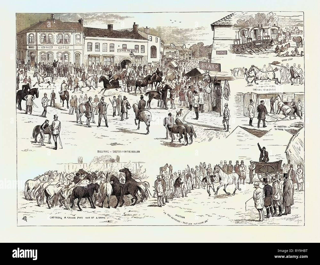 Jottings at the Horncastle Horse Fair, August 22, 1874 Stock Photo