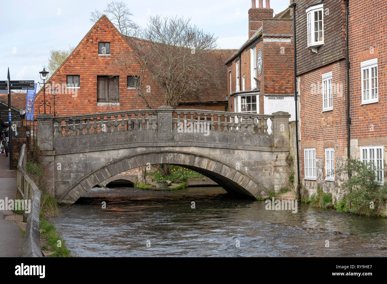 Winchester, Hampshire, England, UK. March 2019.  Winchester City Mill a restored water mill on the River Itchen in the city centre. Stock Photo