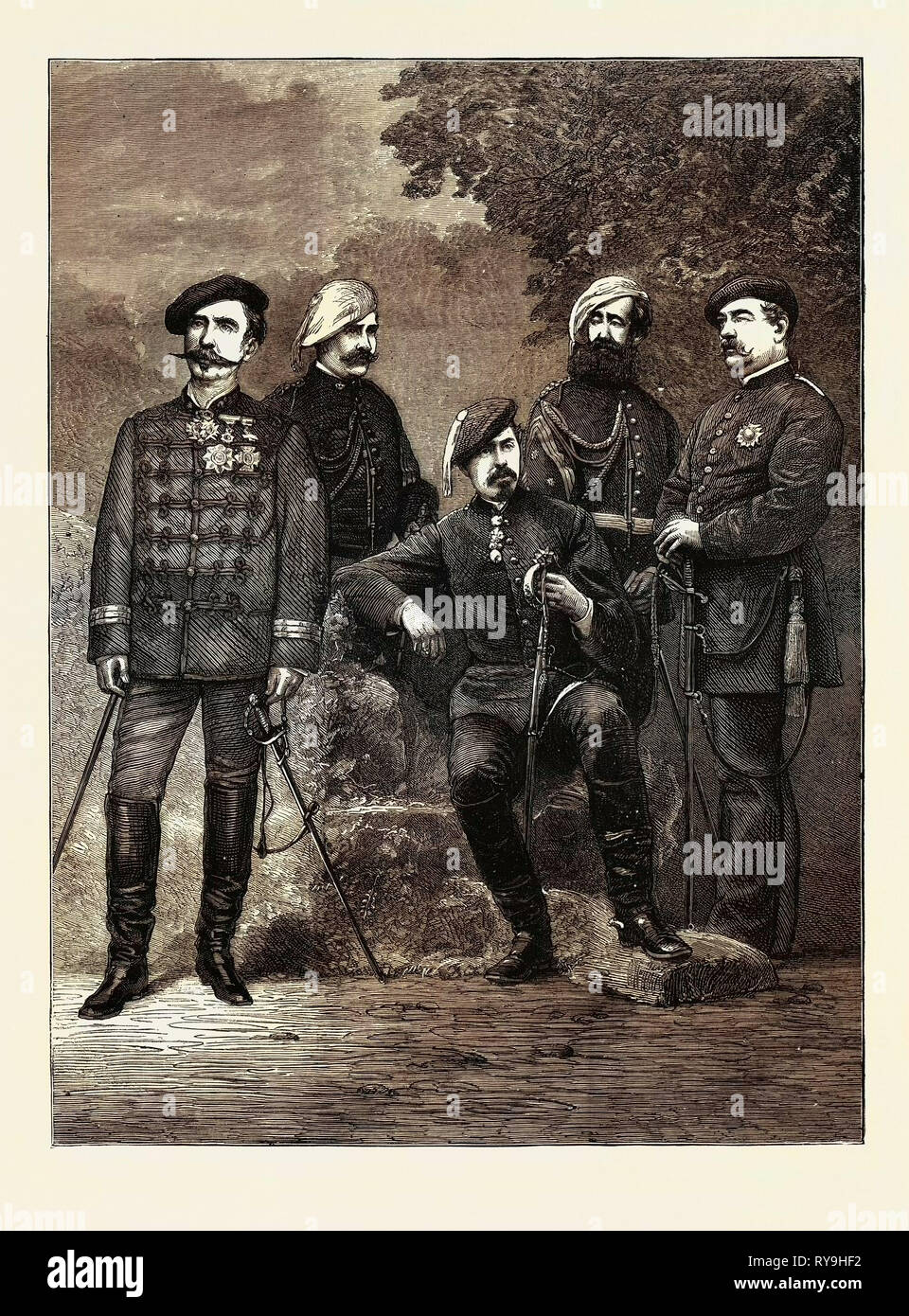 The Civil War in Spain, Don Carlos and His Staff, September 26, 1874 Stock Photo