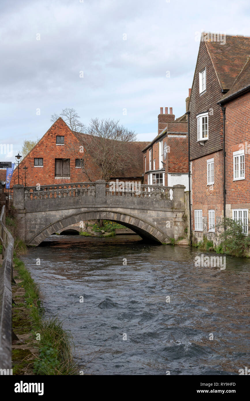 Winchester, Hampshire, England, UK. March 2019.  Winchester City Mill a restored water mill on the River Itchen in the city centre. Stock Photo