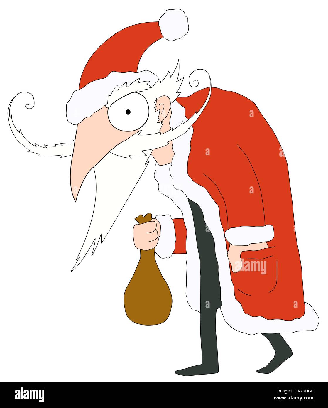 Evil Santa Claus cartoon, vector, horizontal, over white, isolated Stock Vector