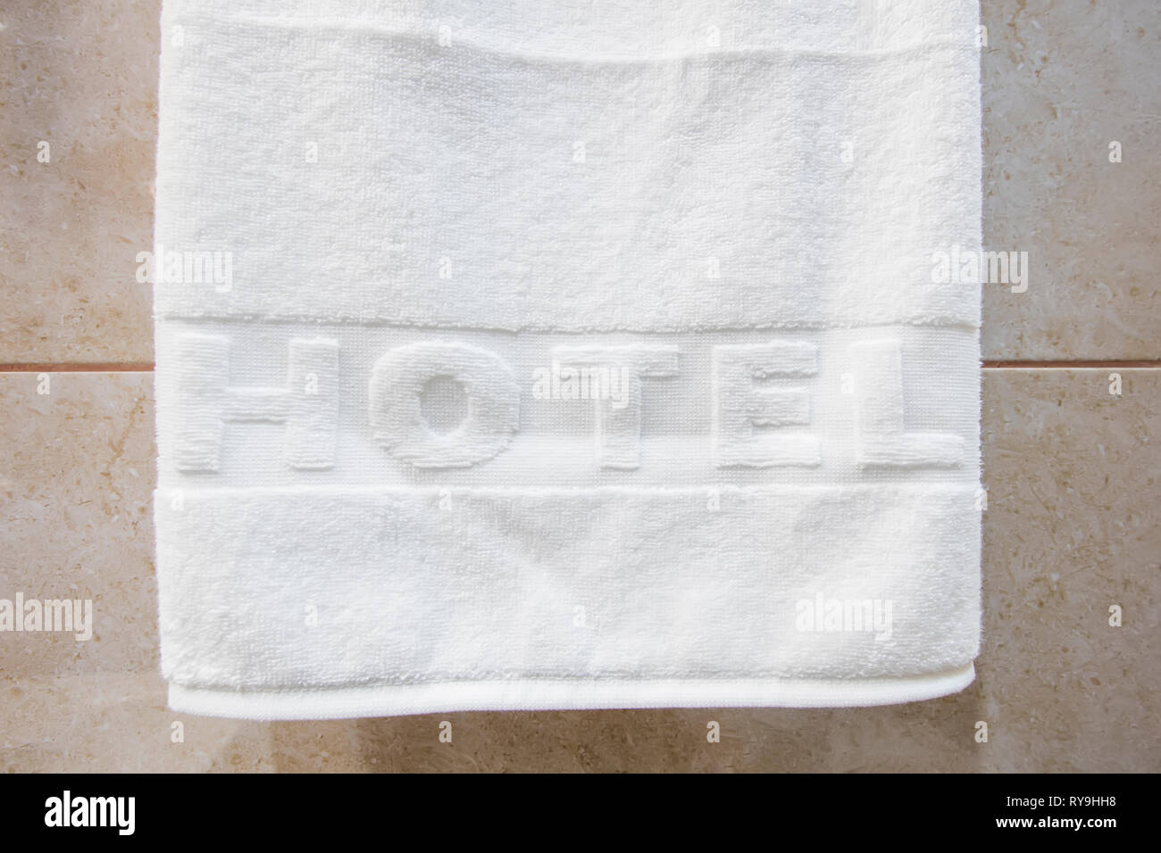 Closeup of the clean white towels in the hotel Stock Photo Alamy