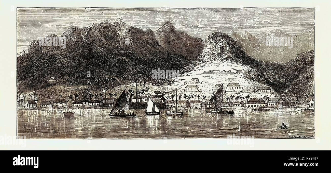 The Annexation of the Fiji Islands: View of Levuka from the Anchorage Stock Photo